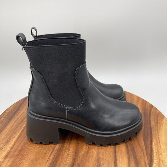 ASOS Shoes - Asos Design Boots Womens Size 7 W Black Faux Leather Rowan Chunky Chelsea Casual